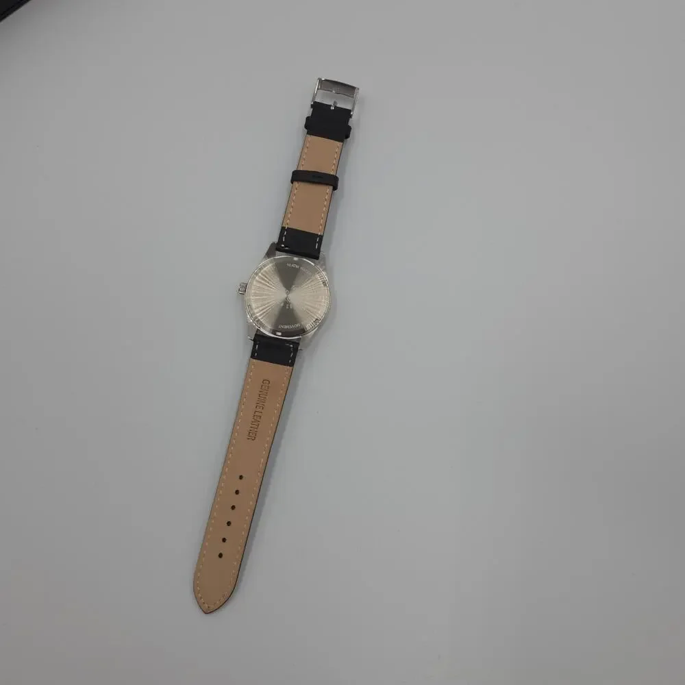 The Beyond Boring Watch Company in White Sunburst Watch Black Leather 39mm